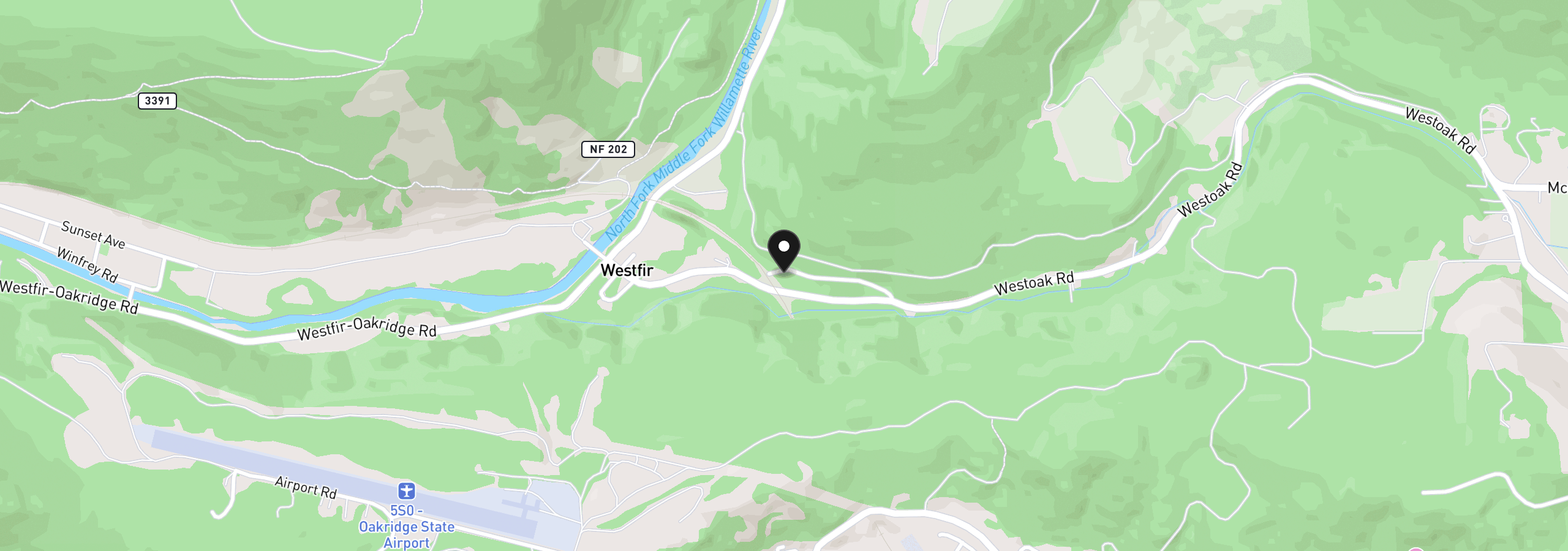 Map showing the location of 47501 Westoak Rd, Westfir, OR 97492