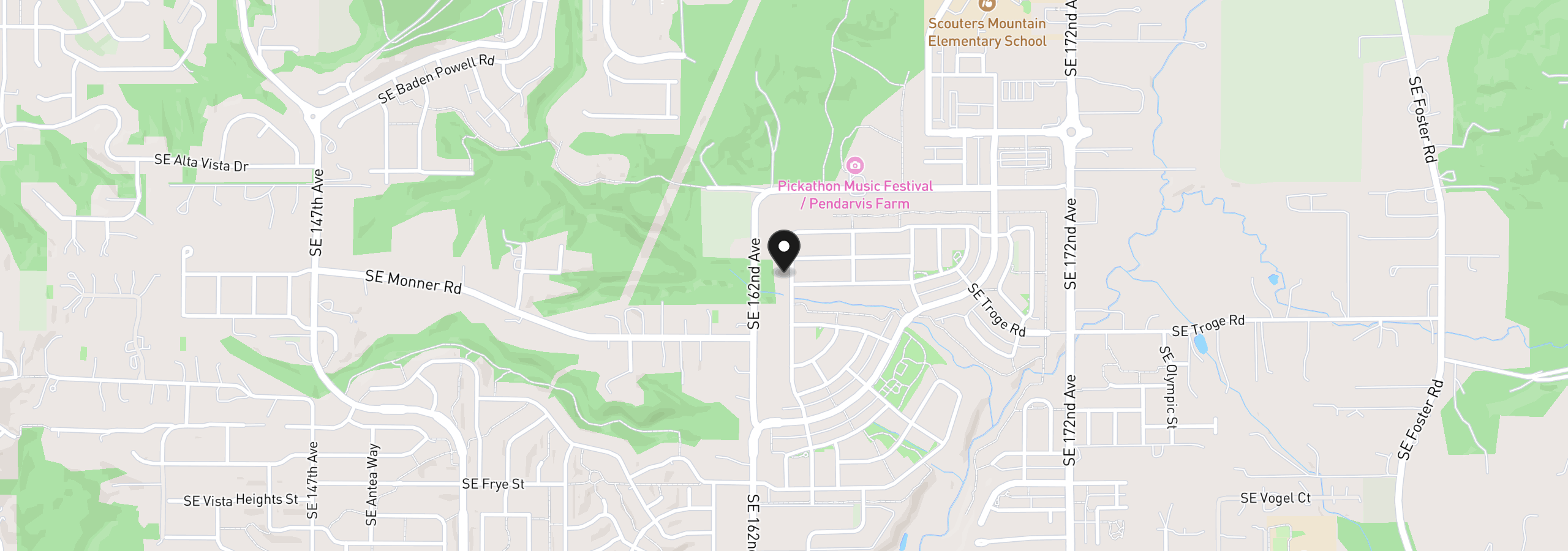 Map showing the location of 16482 SE Odell Lake Ln, Happy Valley, OR 97086