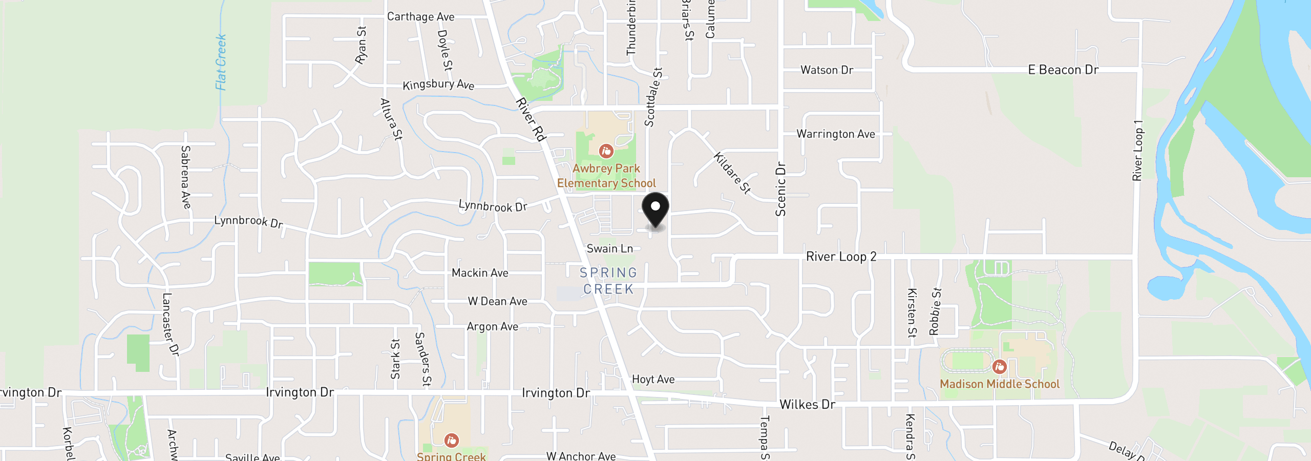 Map showing the location of 4033 Scottdale St, Eugene, OR 97404
