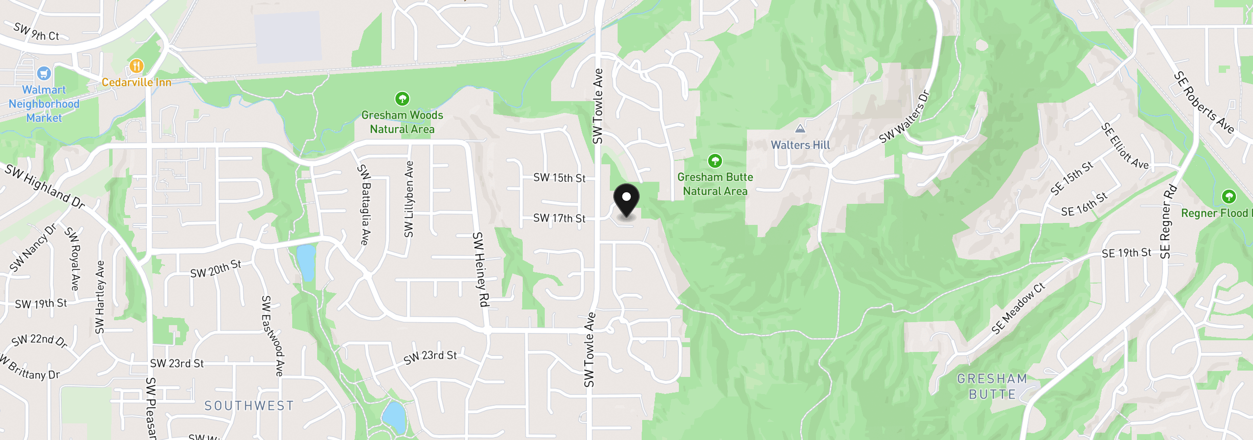 Map showing the location of 1488 SW 17th Ct N, Gresham, OR 97080