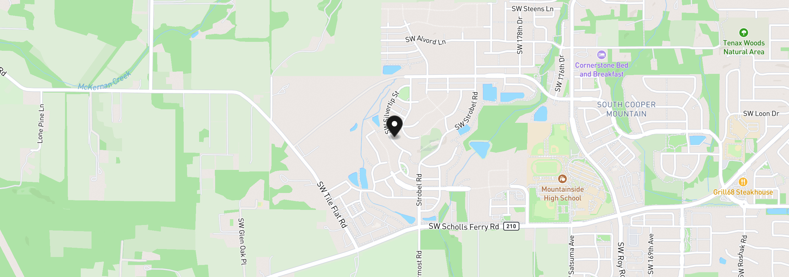Map showing the location of 12400 SW Silvertip St, Beaverton, OR 97007