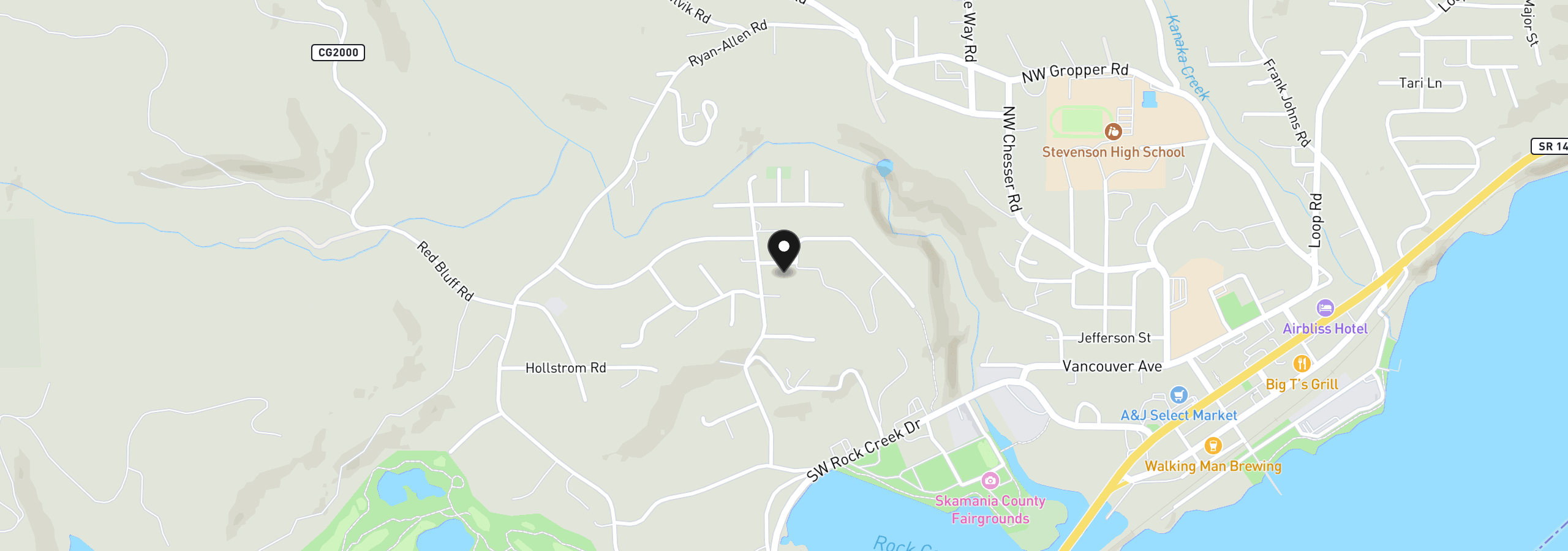 Map showing the location of 960 NW Angel Heights Rd, Stevenson, Wa 98648