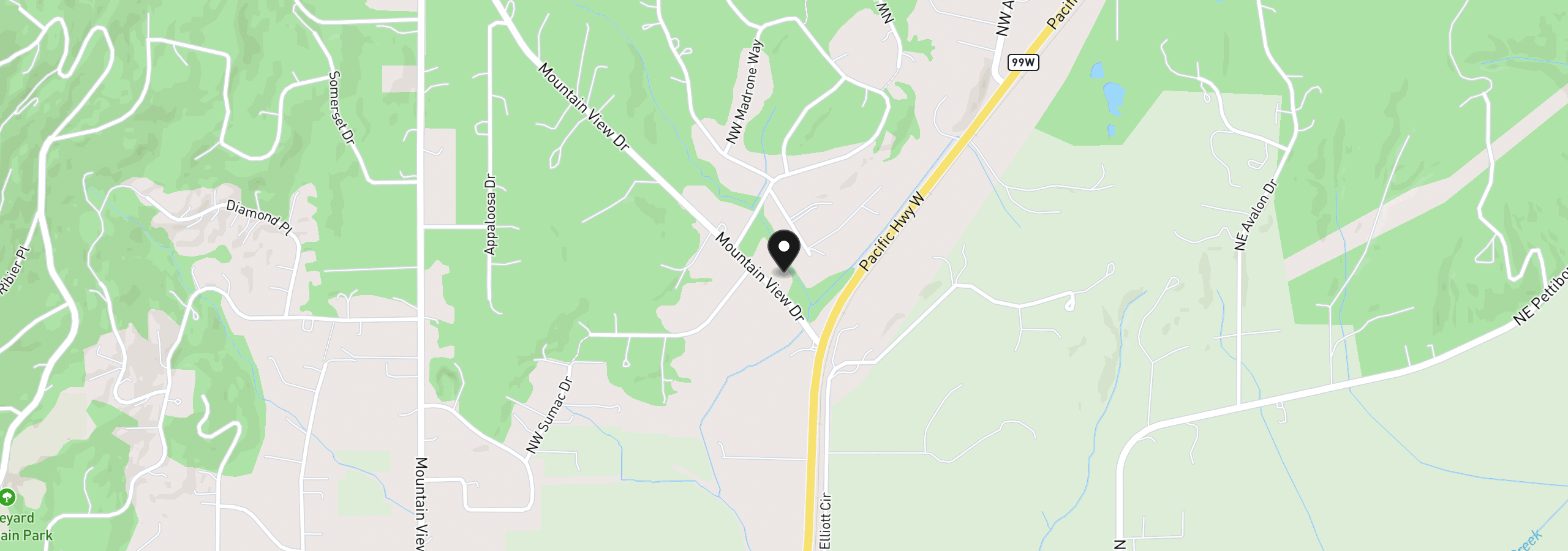 Map showing the location of 7650 NW Mountain View Dr, Corvallis, OR 97330