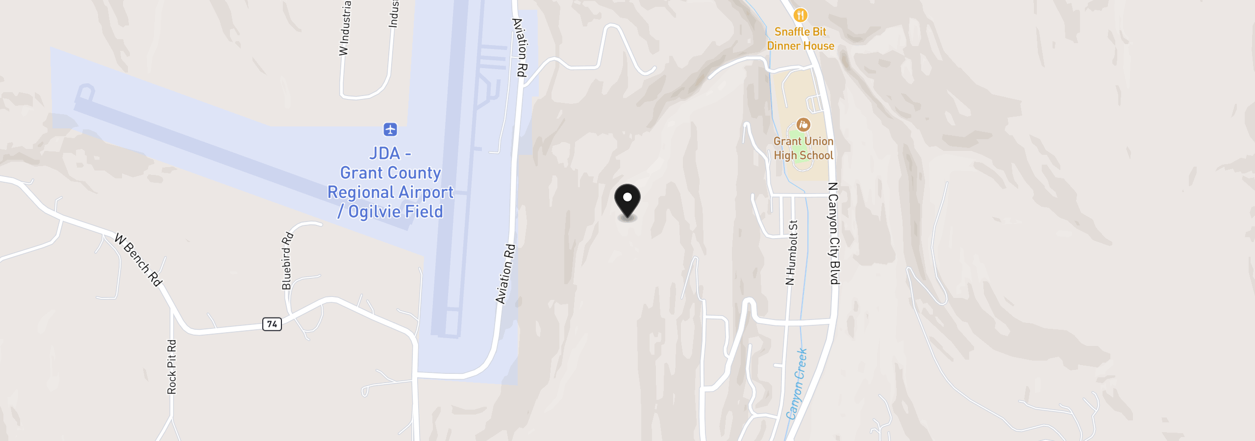 Map showing the location of 0 Blue Gulch Rd, Canyon City, OR 97820