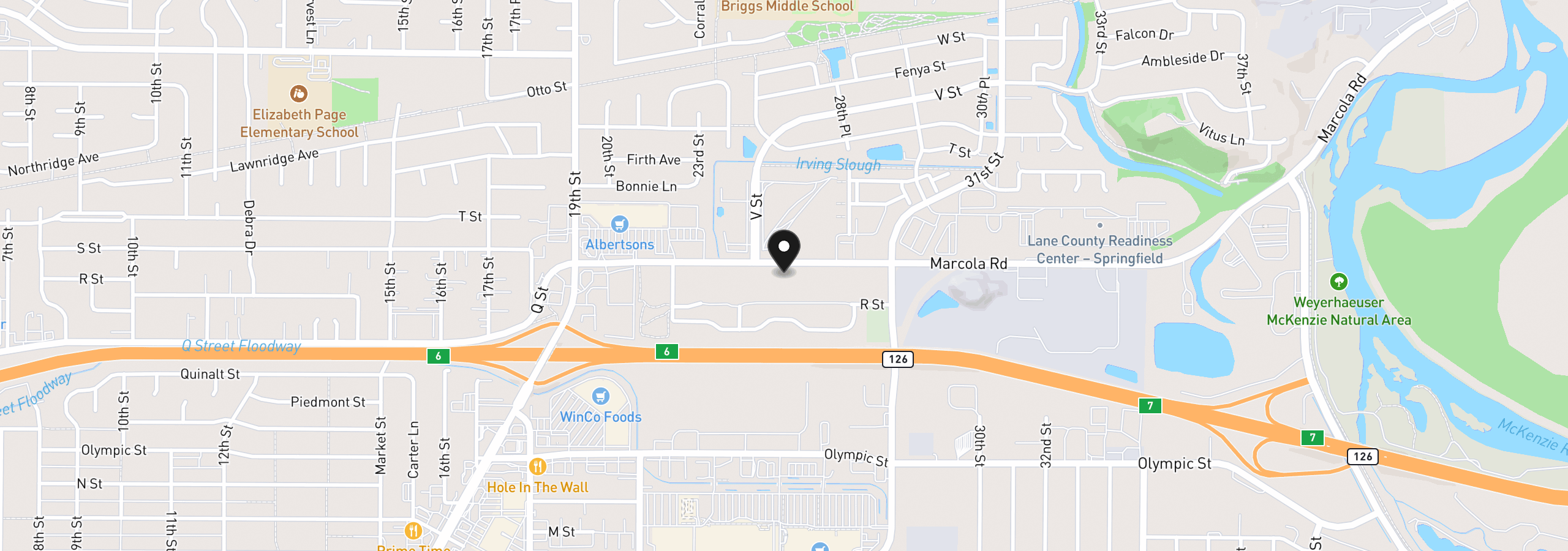 Map showing the location of 2567 Marcola Rd, Springfield, OR 97477