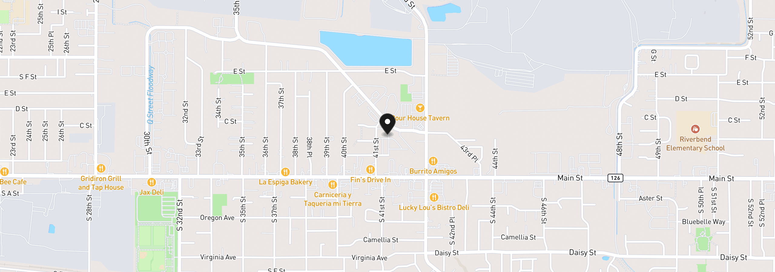 Map showing the location of 225 41st St 36, Springfield, OR 97478