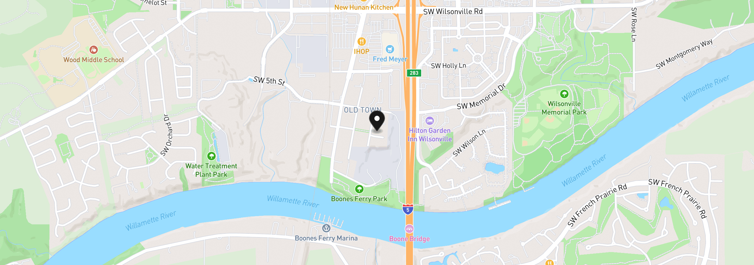 Map showing the location of 9215 SW 4th St, Wilsonville, OR 97070