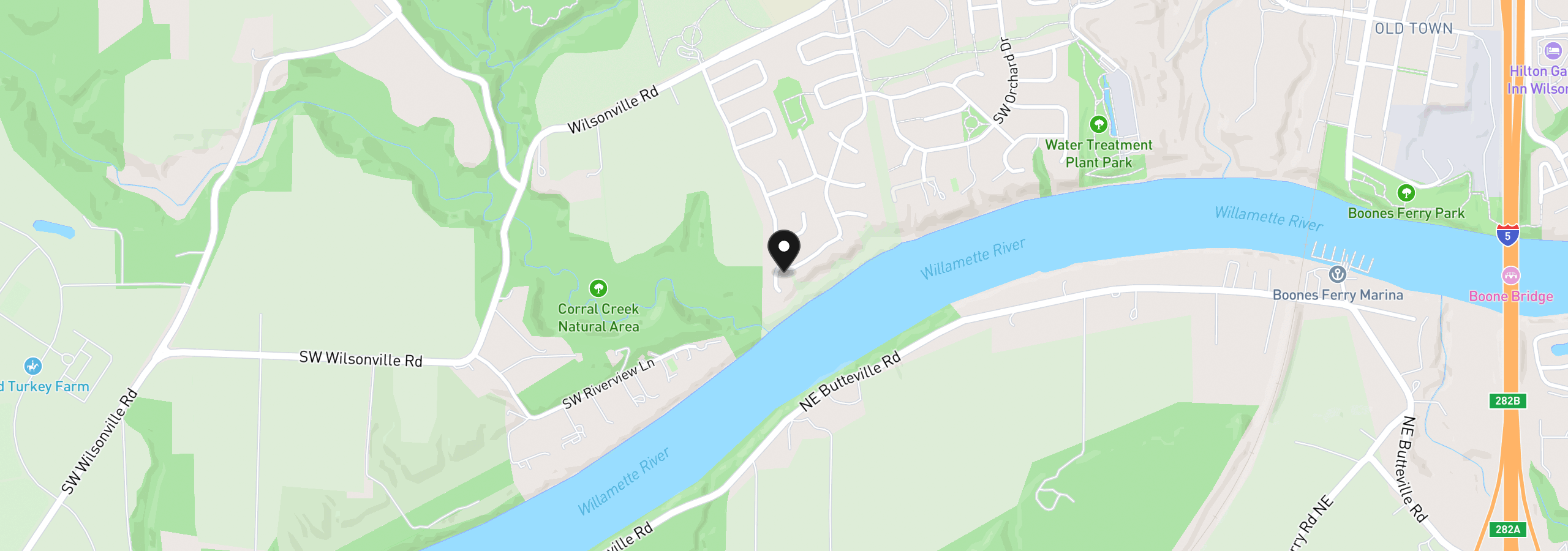 Map showing the location of 32120 SW Willamette Way E, Wilsonville, OR 97070