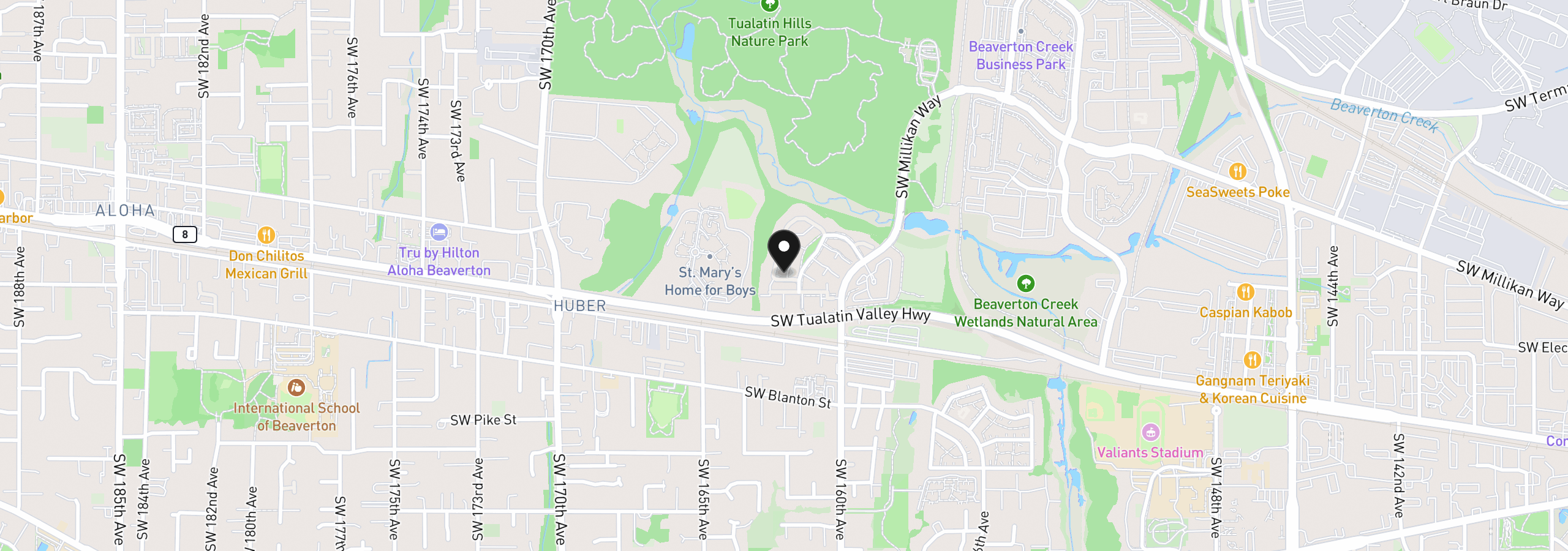 Map showing the location of 16151 SW Audubon St 103, Beaverton, OR 97003