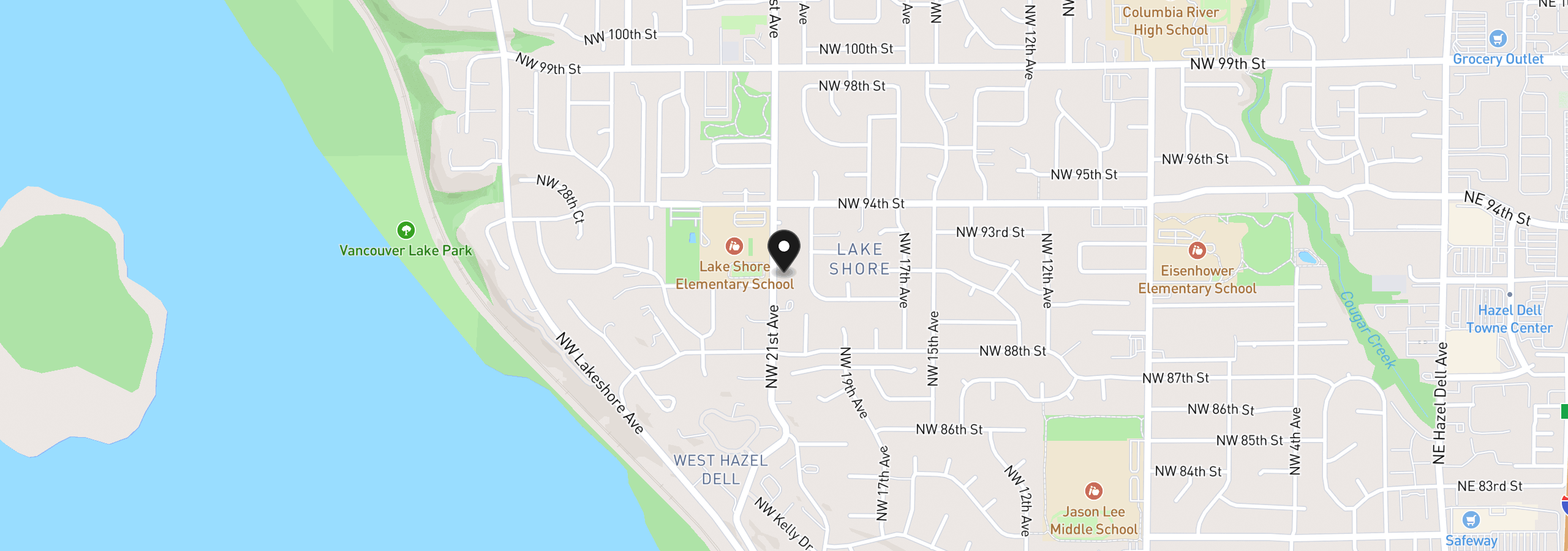 Map showing the location of 9017 NW 21st Ave, Vancouver, Wa 98665