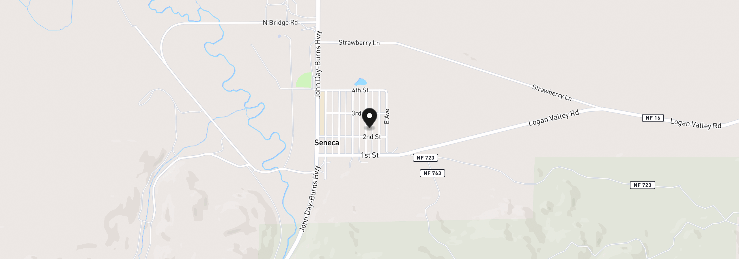 Map showing the location of 204 C Ave, Seneca, OR 97873