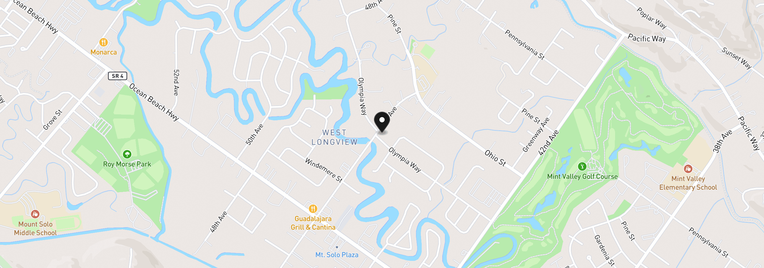 Map showing the location of 2404 46th Ave, Longview, Wa 98632