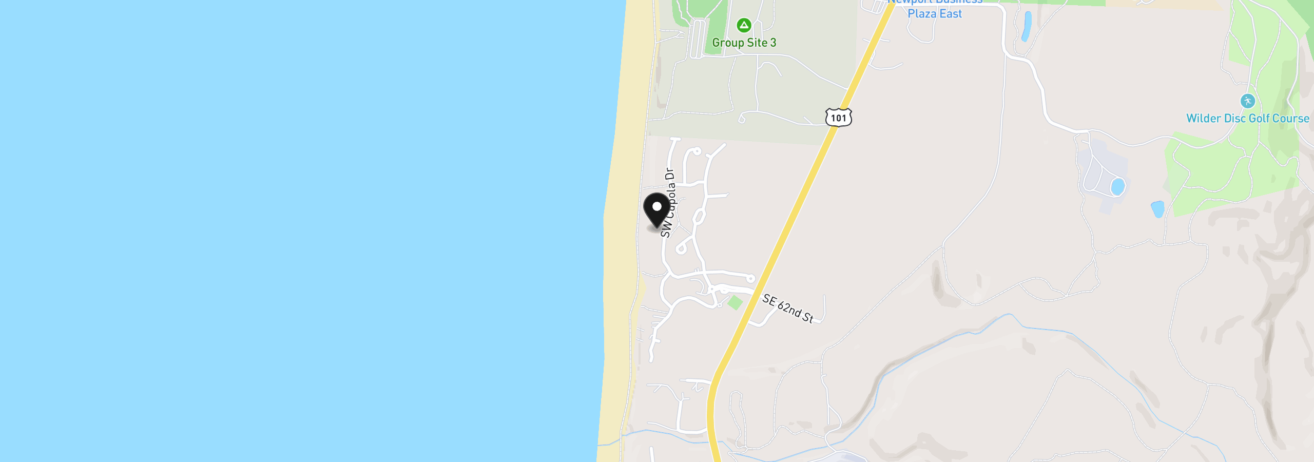 Map showing the location of 5948 SW Cupola Dr, South Beach, OR 97366