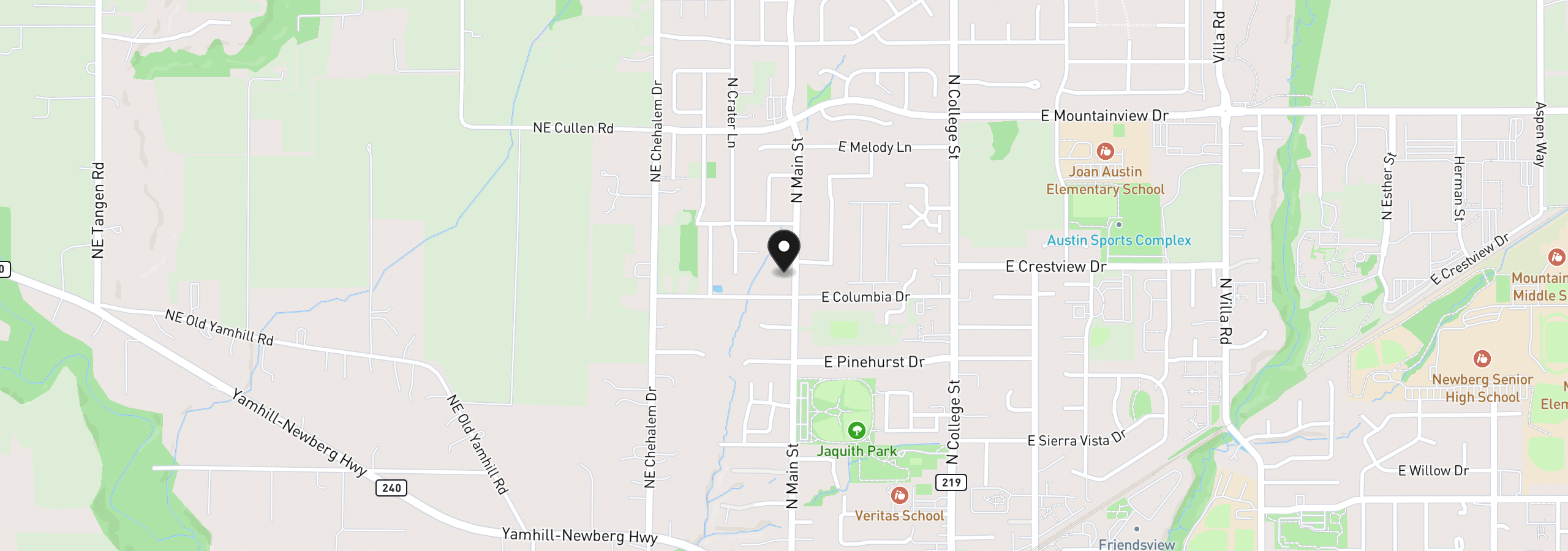 Map showing the location of 1819 N Main St, Newberg, OR 97132