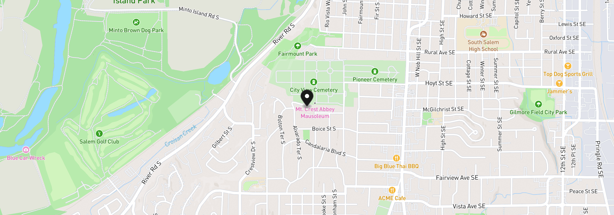 Map showing the location of 2525 Birdhill Dr S, Salem, OR 97302