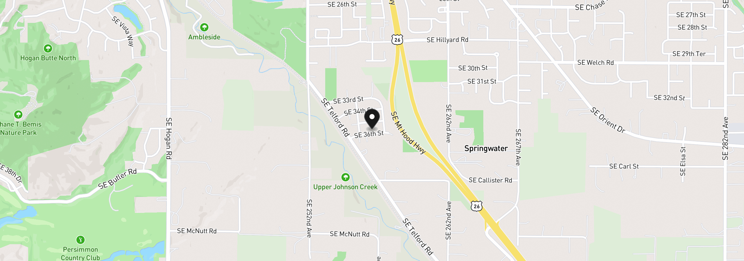 Map showing the location of 3295 SE 36th St, Gresham, OR 97080