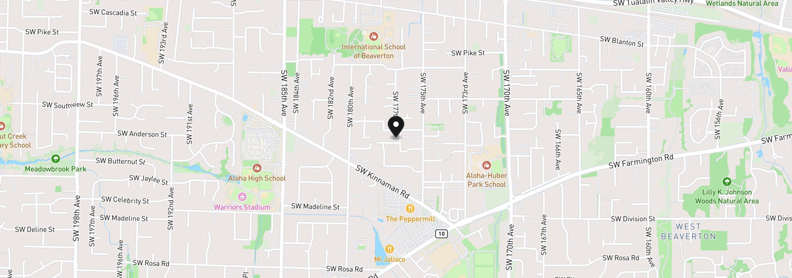 Map showing the location of 17745 SW Meadowbrook Way, Beaverton, OR 97078