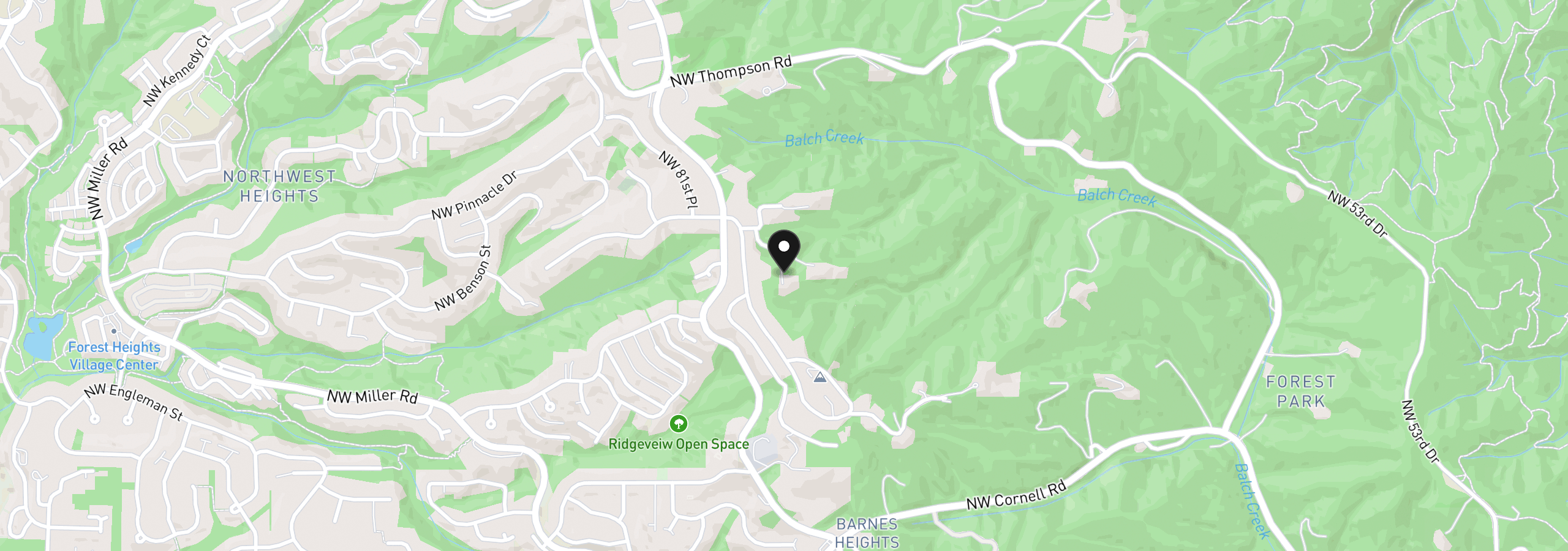 Map showing the location of 7910 NW Gales Ridge Ln, Portland, OR 97229