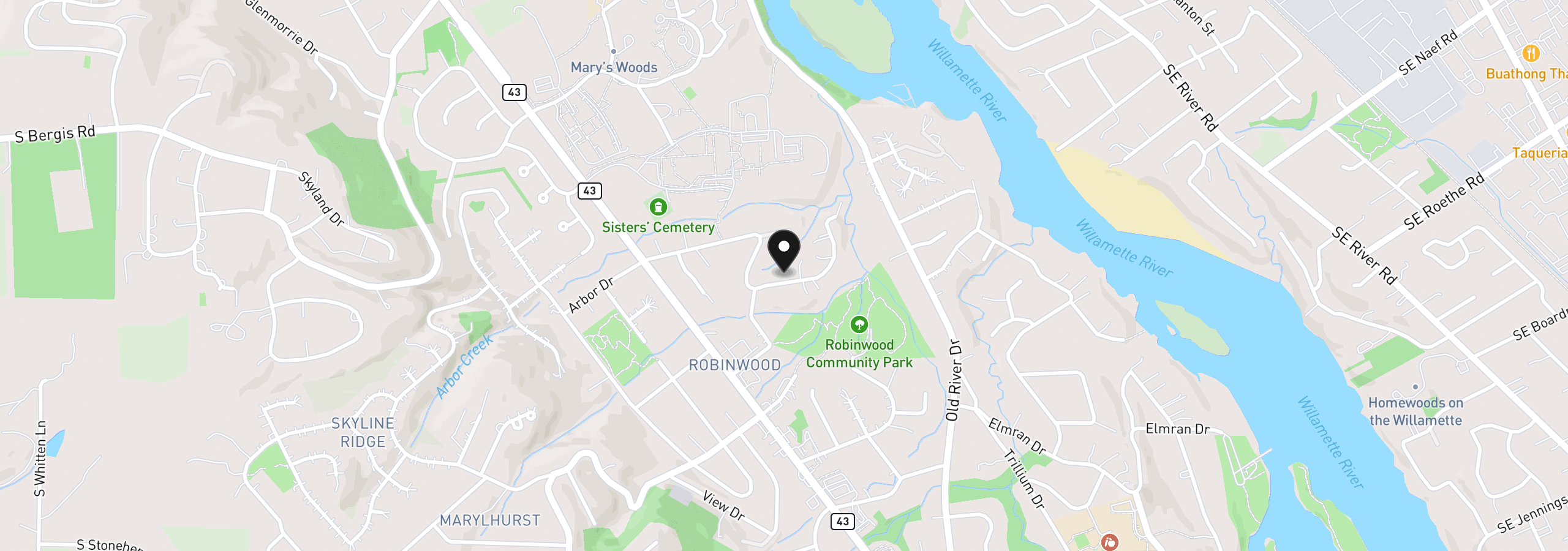 Map showing the location of 3325 Arbor Dr, West Linn, OR 97068