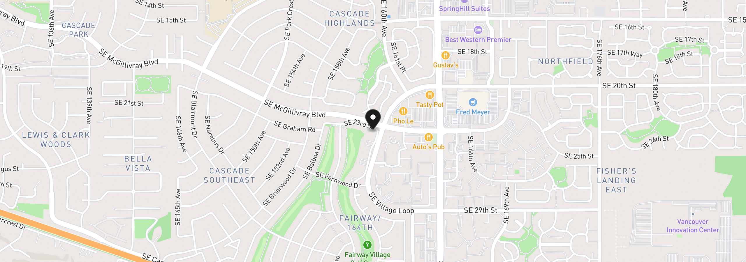 Map showing the location of 2306 SE Baypoint Dr U99, Vancouver, Wa 98683