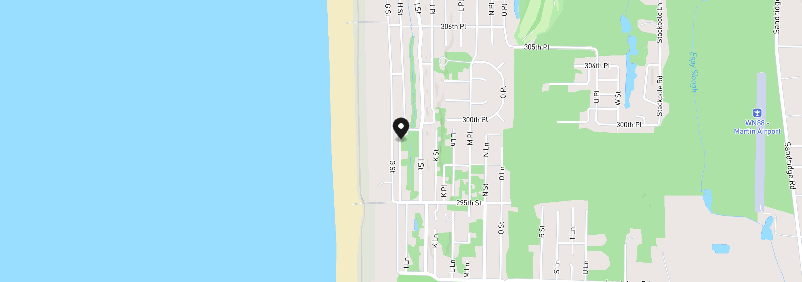 Map showing the location of 29906 H St, Ocean Park, Wa 98640