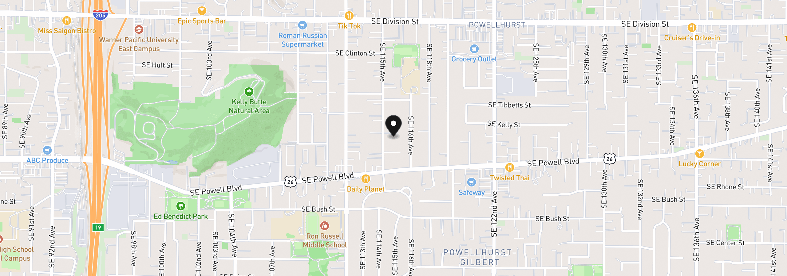 Map showing the location of 3270 SE 115th Ave, Portland, OR 97266