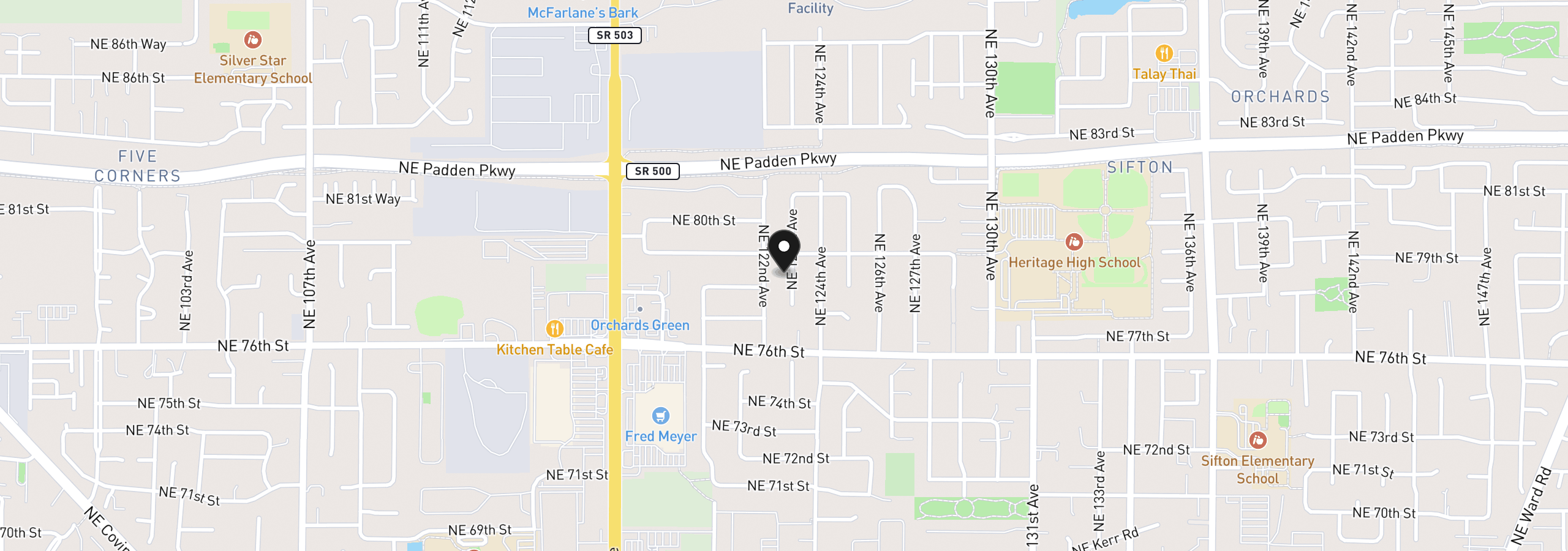 Map showing the location of 7802 NE 123rd Ave, Vancouver, Wa 98682