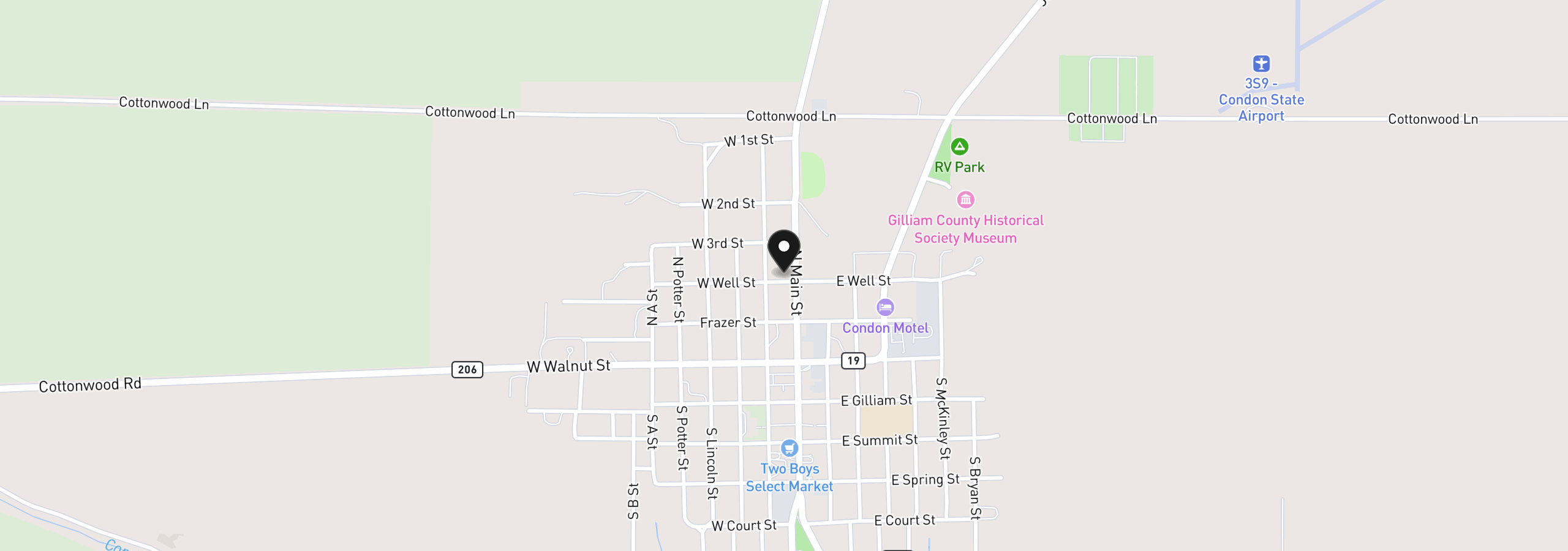 Map showing the location of 303 N Main, Condon, OR 97823