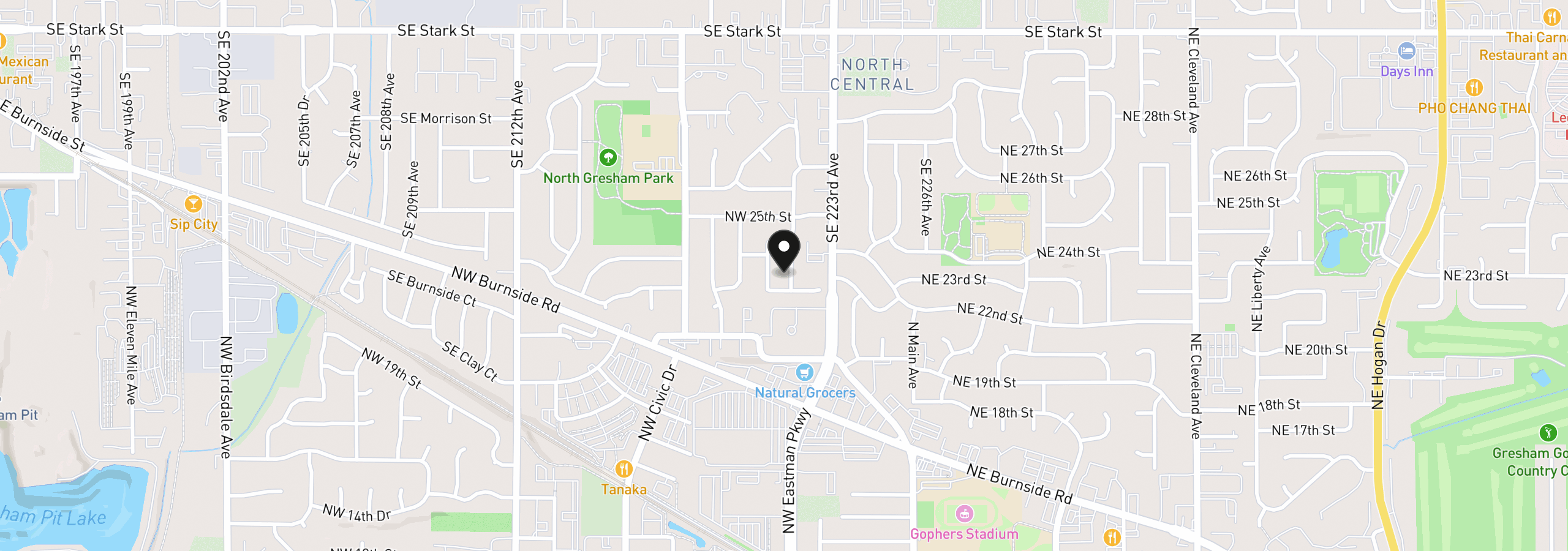Map showing the location of 2319 NW Stanley Ave, Gresham, OR 97030