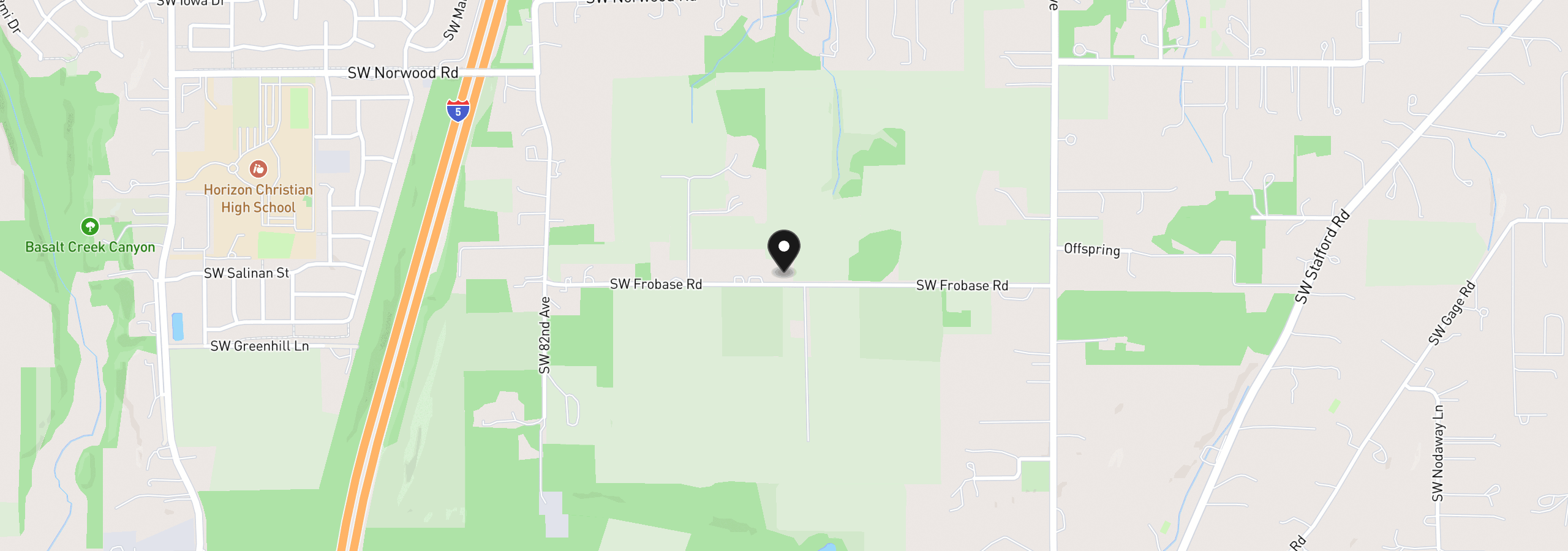 Map showing the location of 7435 SW Frobase Rd, Tualatin, OR 97062