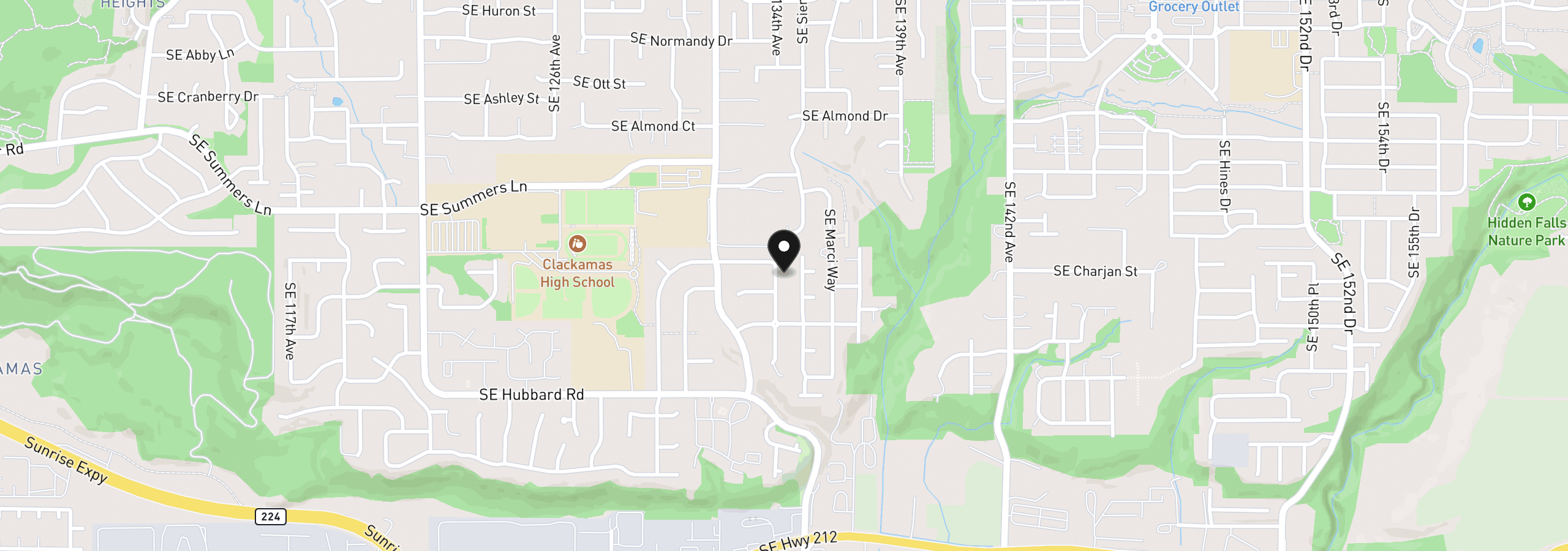 Map showing the location of 14652 SE Megan Way, Clackamas, OR 97015