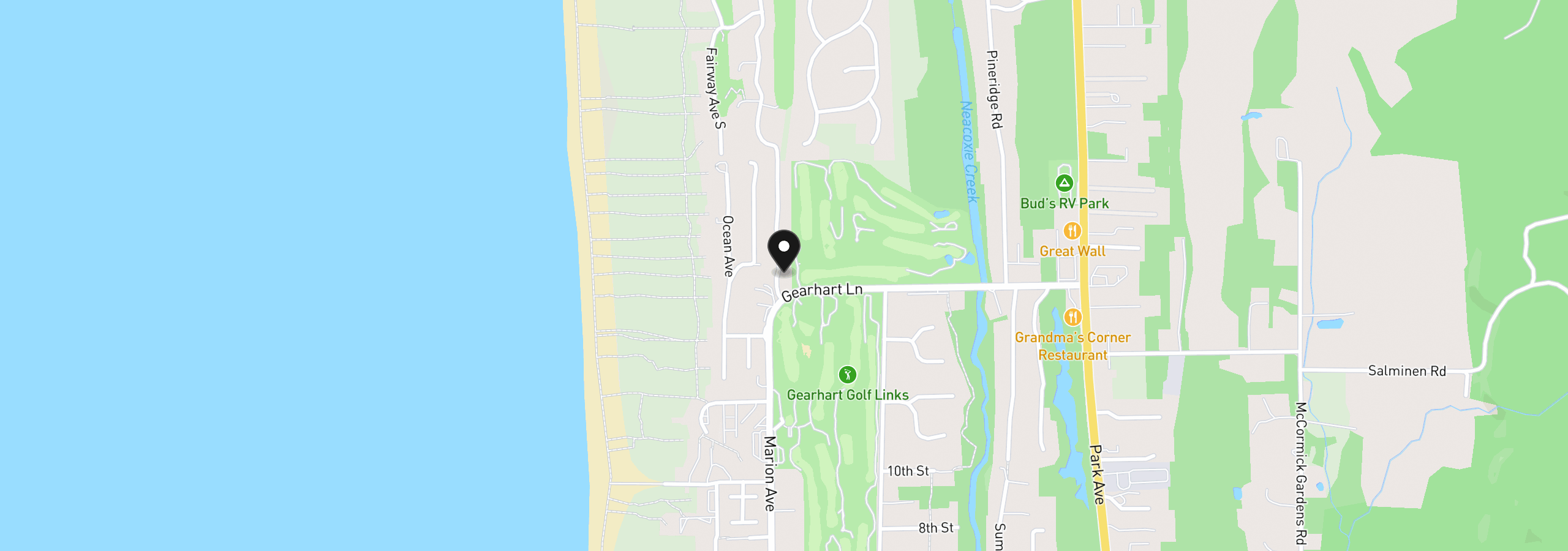 Map showing the location of 1729 Gearhart Green Dr 505, Gearhart, OR 97138