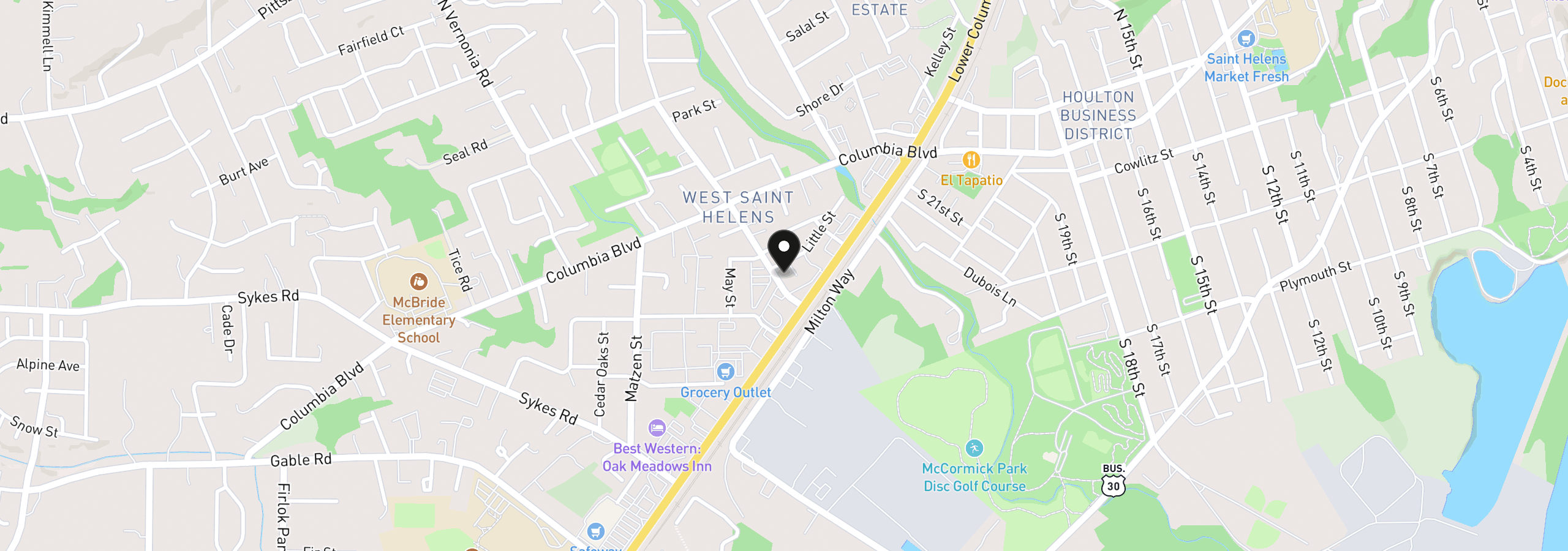 Map showing the location of 254 S Vernonia Rd, St. Helens, OR 97051