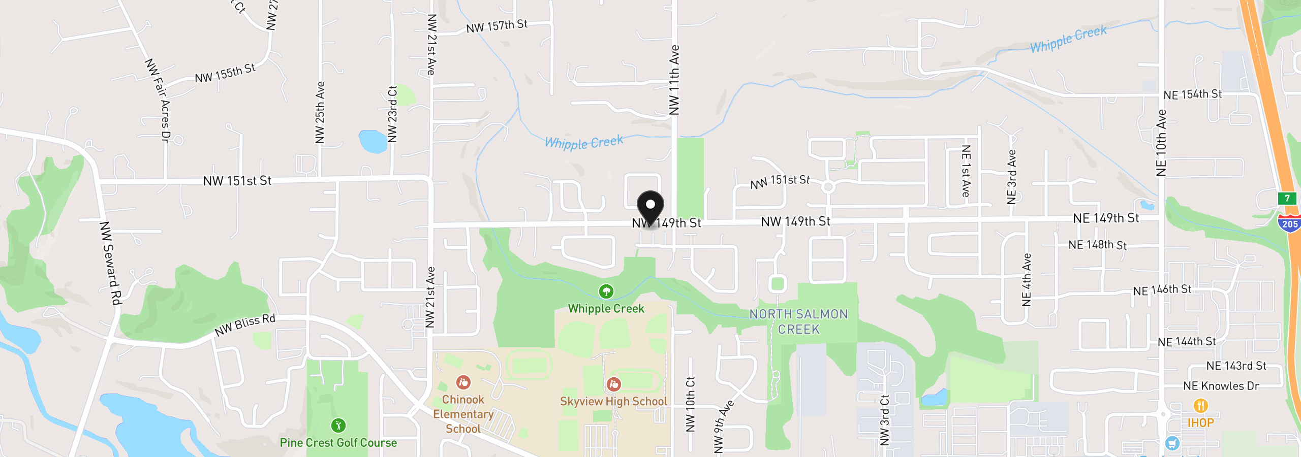 Map showing the location of 1122 NW 148th Cir, Vancouver, Wa 98685