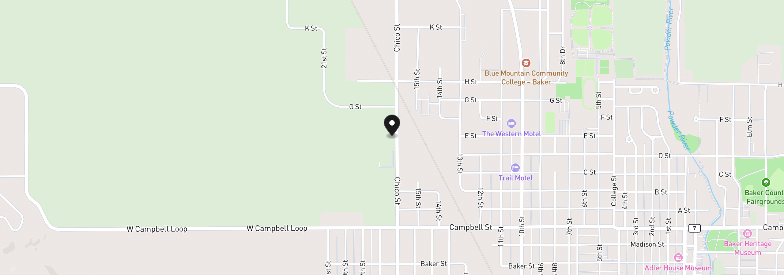Map showing the location of 0 17th St 3, Baker City, OR 97814