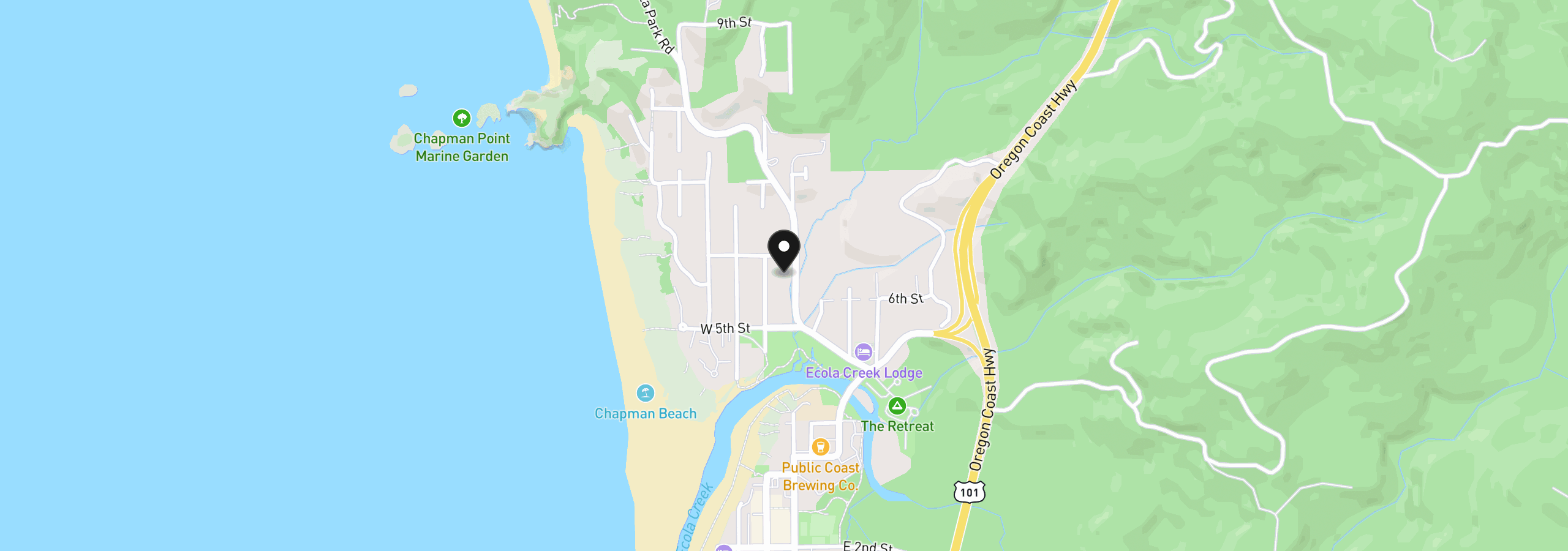 Map showing the location of 0 Ecola Park Rd 5026, Cannon Beach, OR 97110