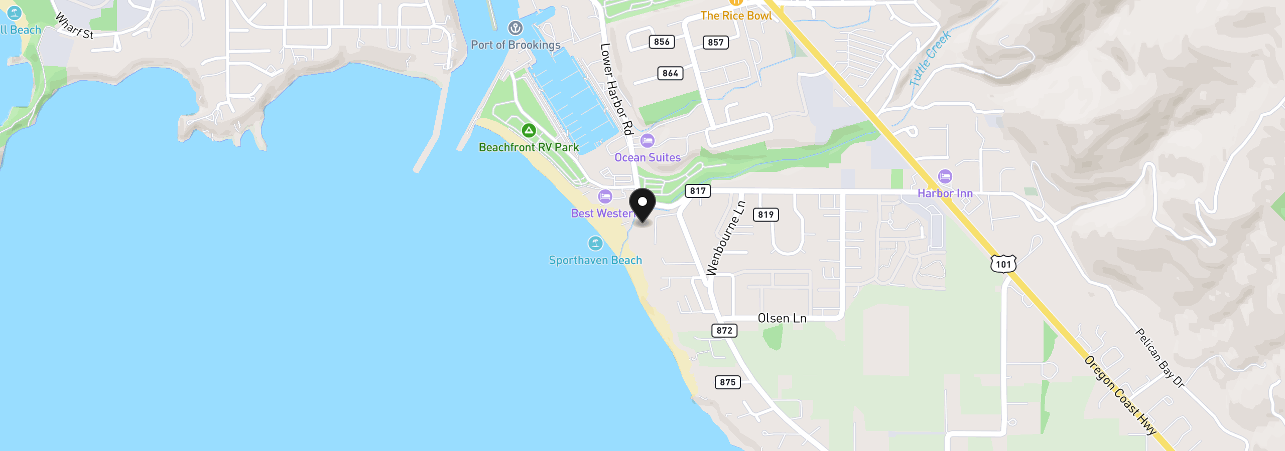 Map showing the location of 15954 Short Way, Brookings, OR 97415