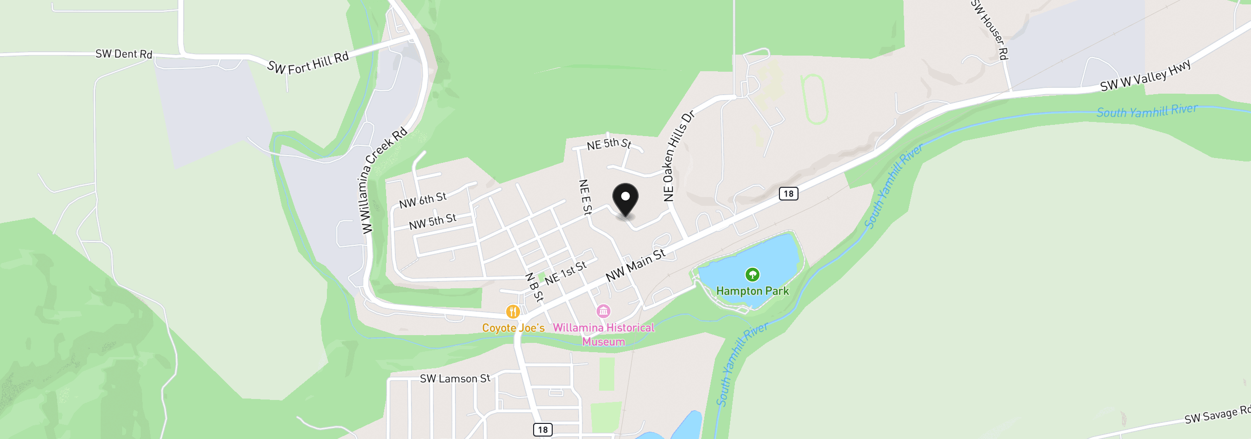 Map showing the location of 440 NE 3rd St, Willamina, OR 97396