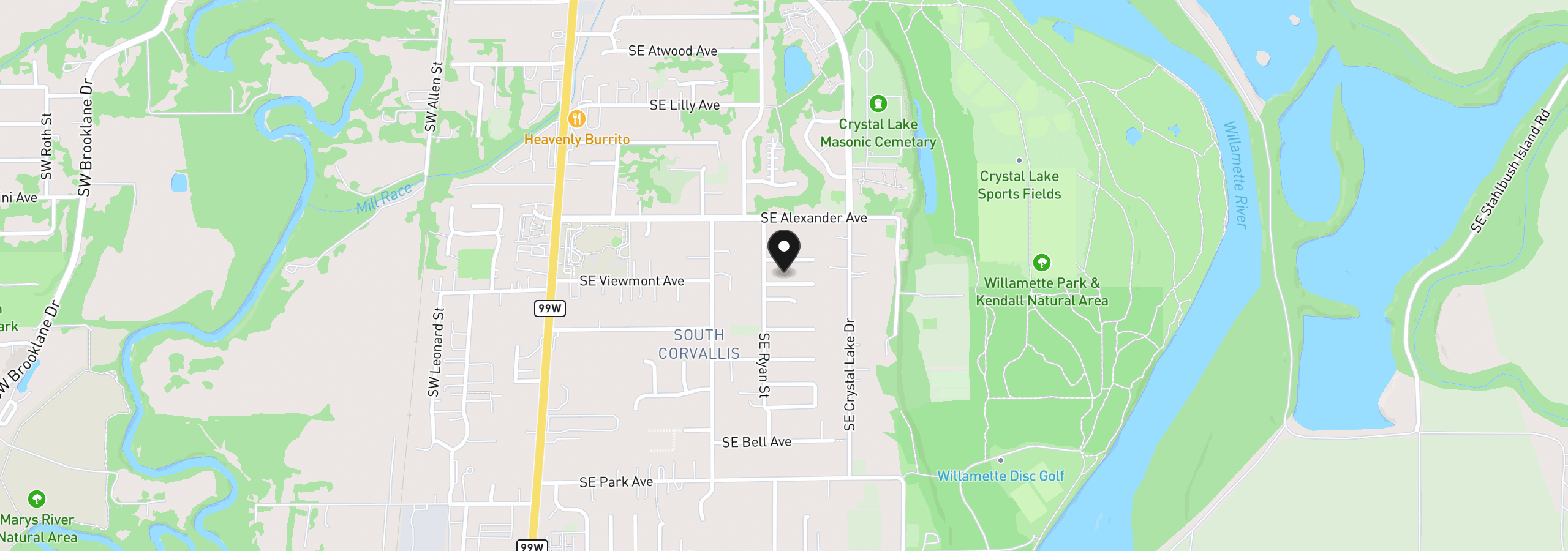 Map showing the location of 925 SE Viewmont Ave, Corvallis, OR 97333