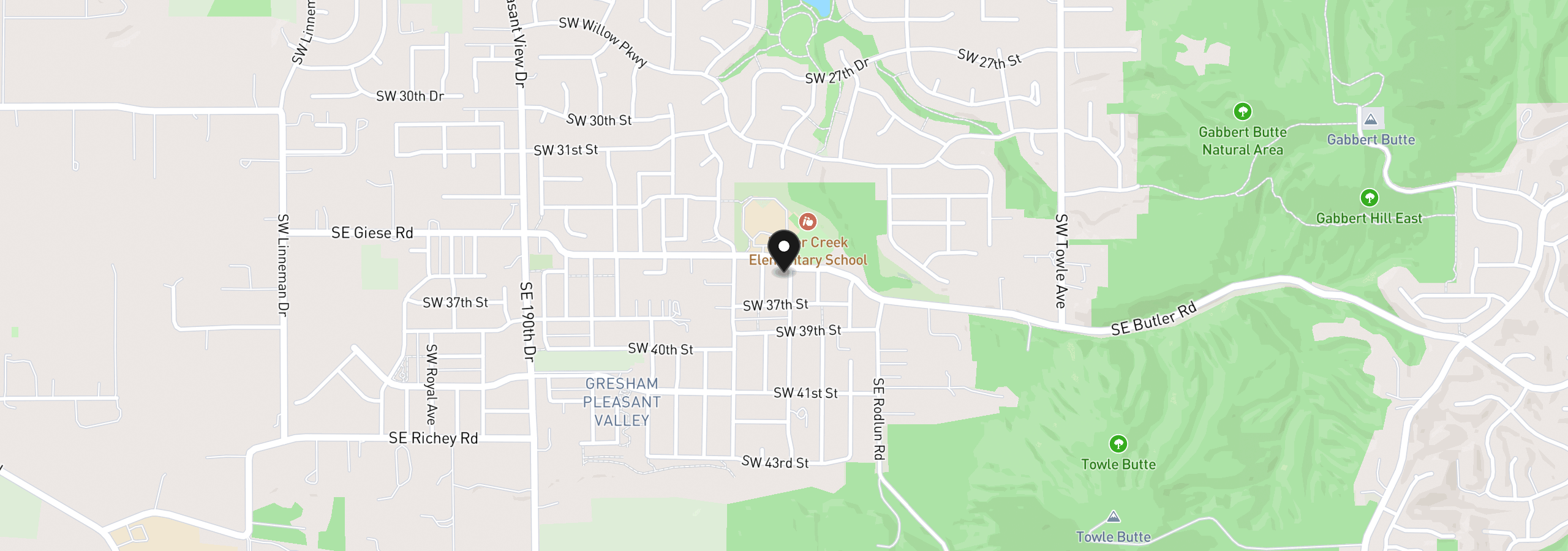 Map showing the location of 3533 SW Eleven Mile Ave, Gresham, OR 97080