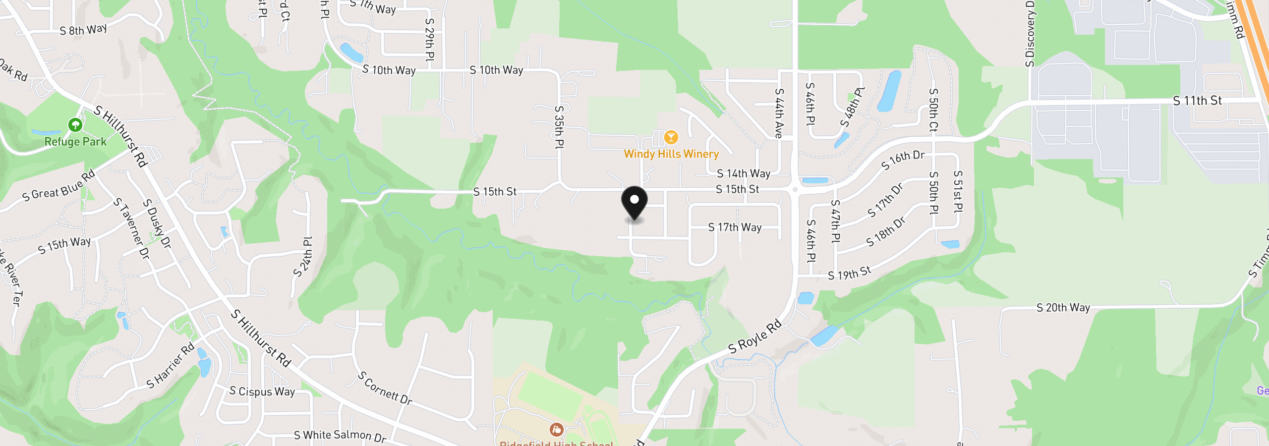 Map showing the location of 1616 S Creekview Pl L27, Ridgefield, Wa 98642