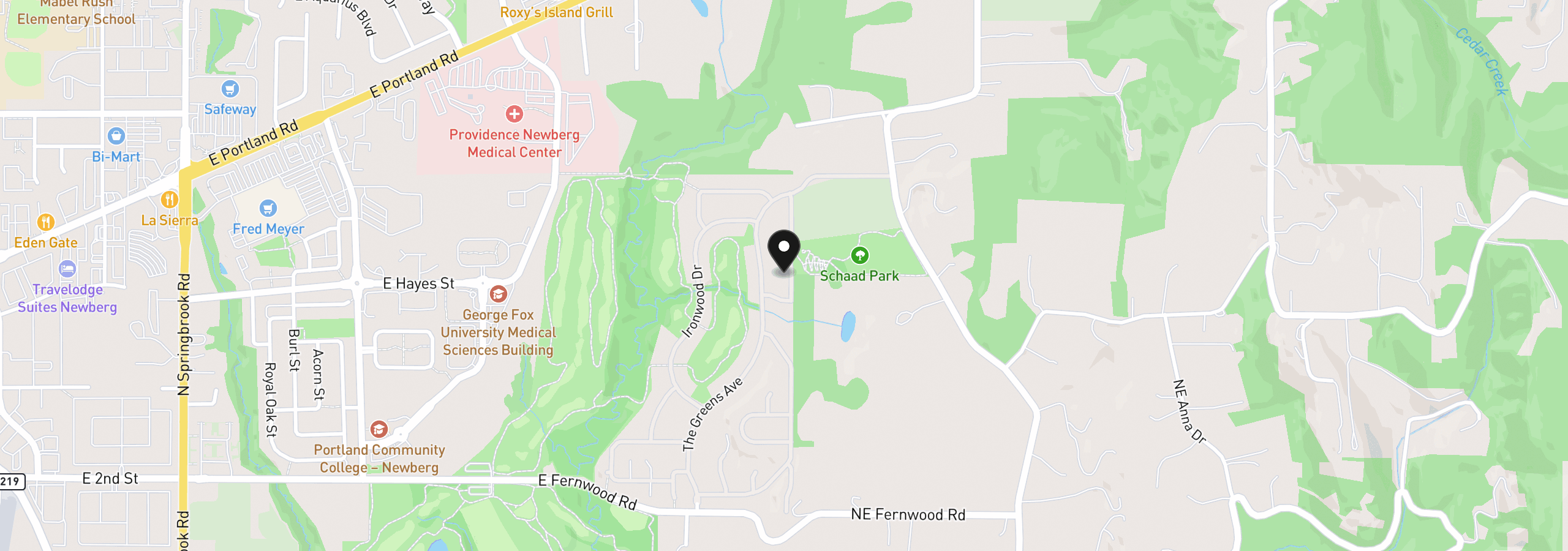 Map showing the location of 519 N Eagle St, Newberg, OR 97132