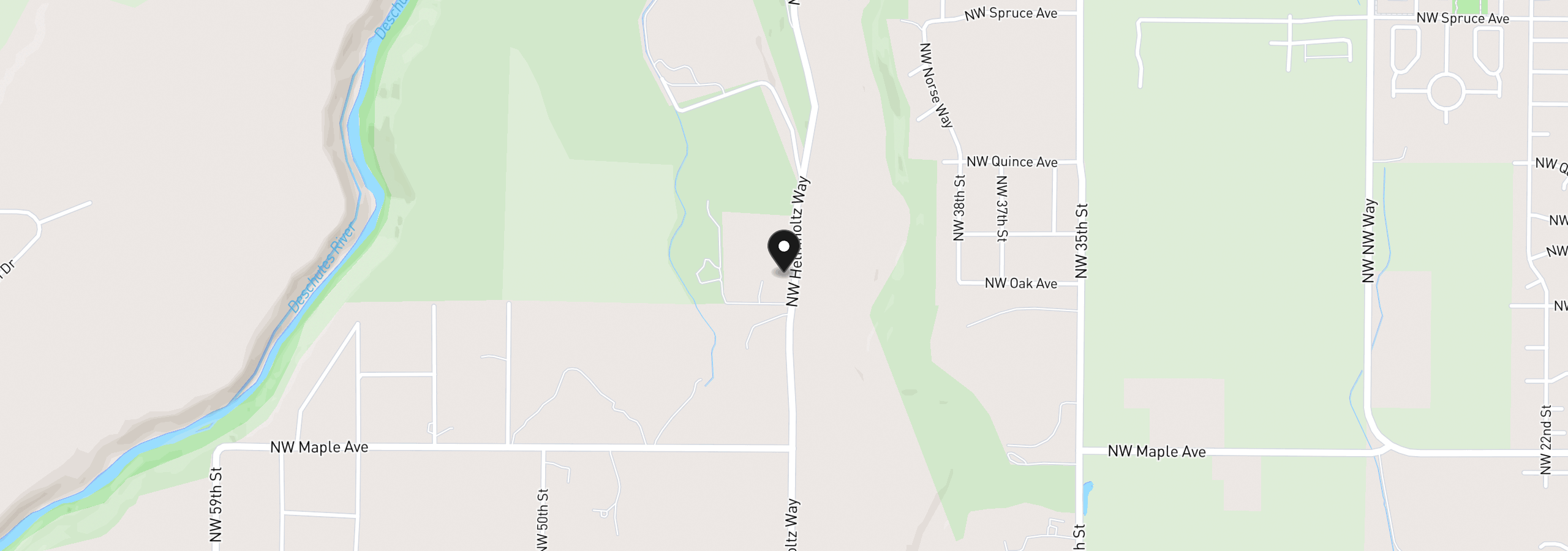 Map showing the location of 2097 NW Helmholtz Way, Redmond, OR 97756