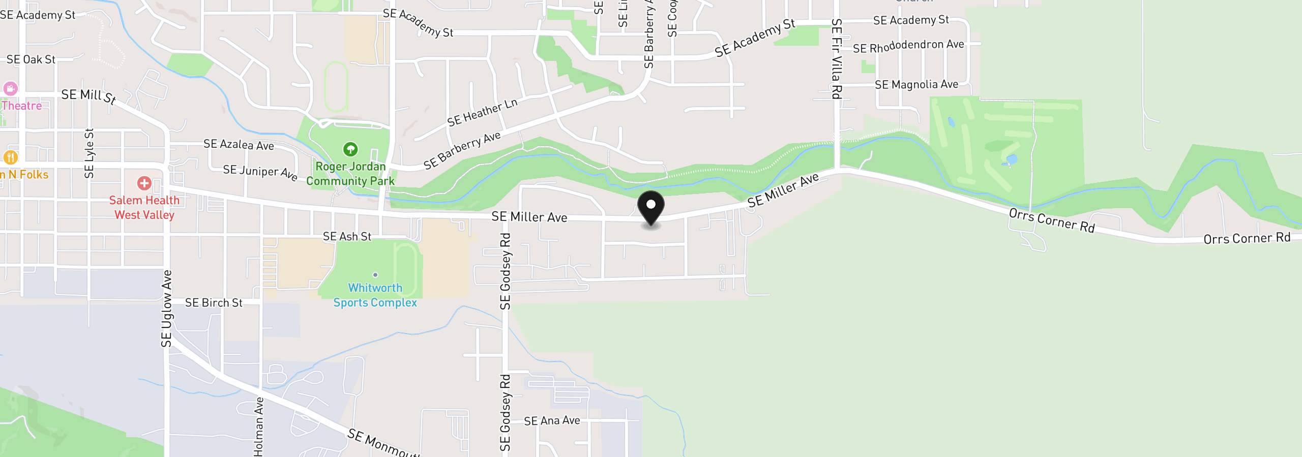 Map showing the location of 1642 SE Cortland Ave, Dallas, OR 97338