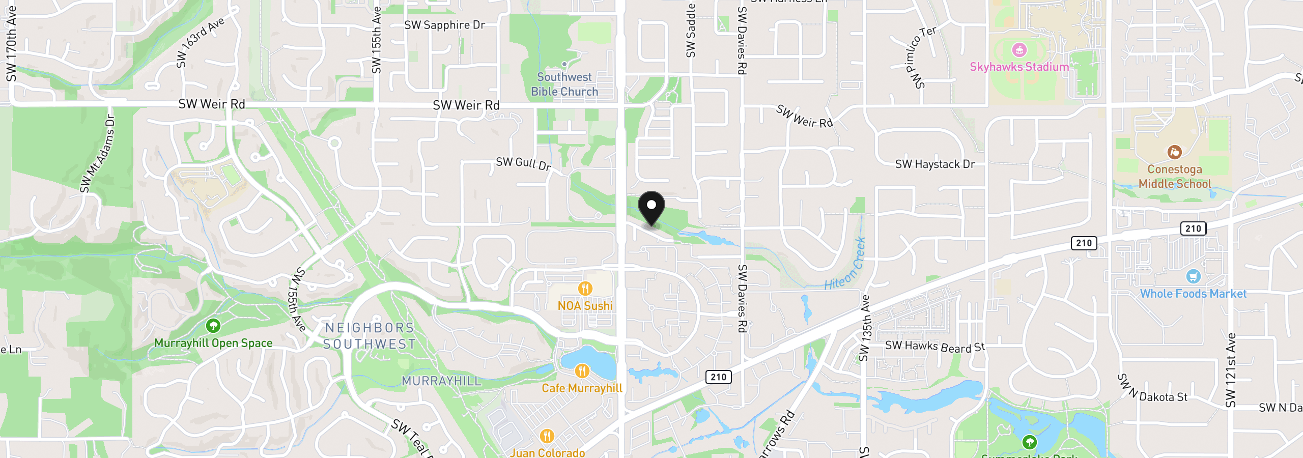 Map showing the location of 14315 SW Cougar Ridge Dr, Beaverton, OR 97008
