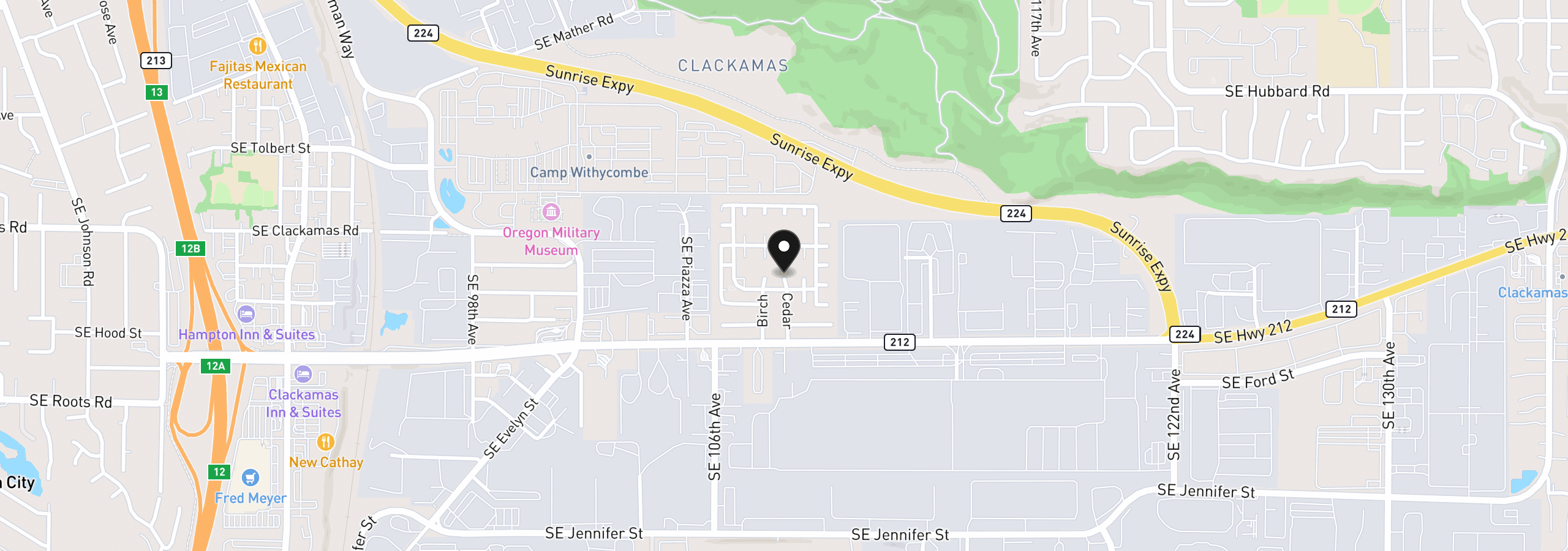 Map showing the location of 10701 SE Highway 212 C3, Clackamas, OR 97015