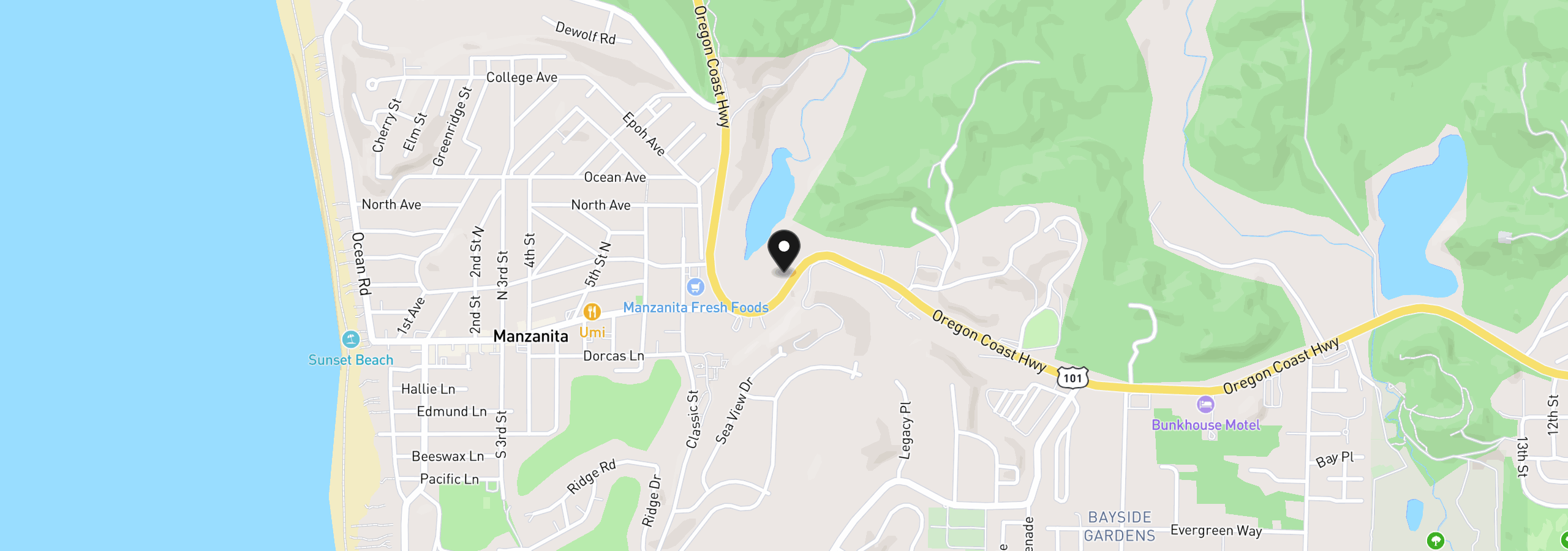 Map showing the location of 36725 N Hwy 101, Manzanita, OR 97130