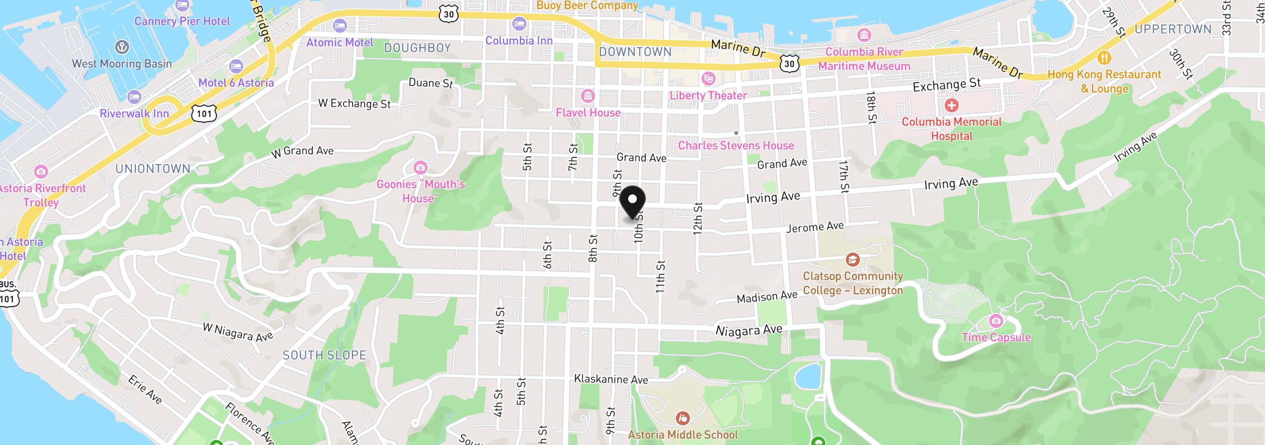 Map showing the location of 0 Irving Ave 2504, Astoria, OR 97103