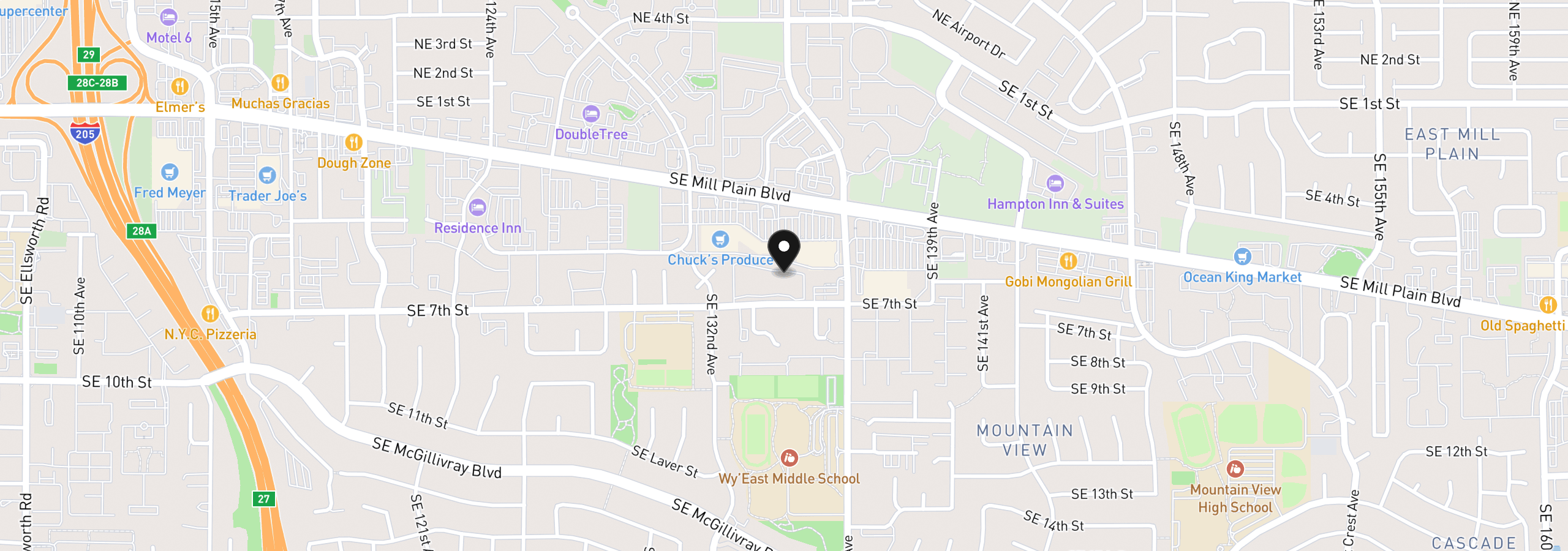 Map showing the location of 13210 SE 7th St J-47, Vancouver, Wa 98683