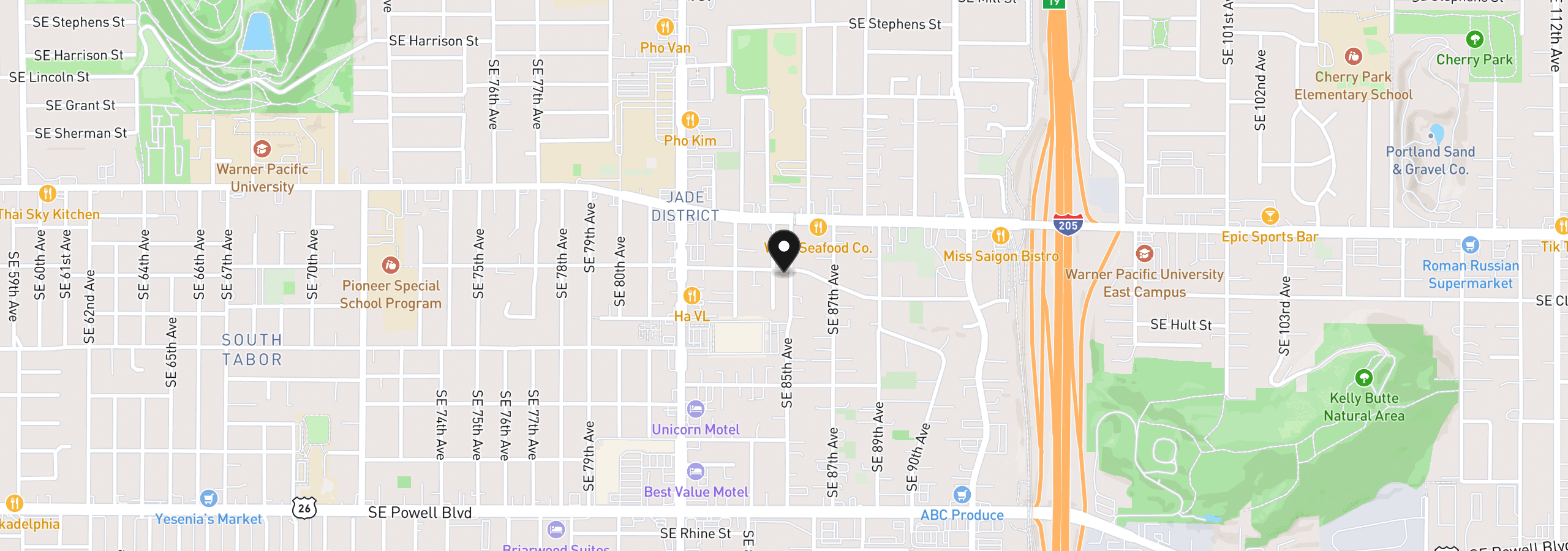 Map showing the location of 2701 SE 85th Ave B, Portland, OR 97266